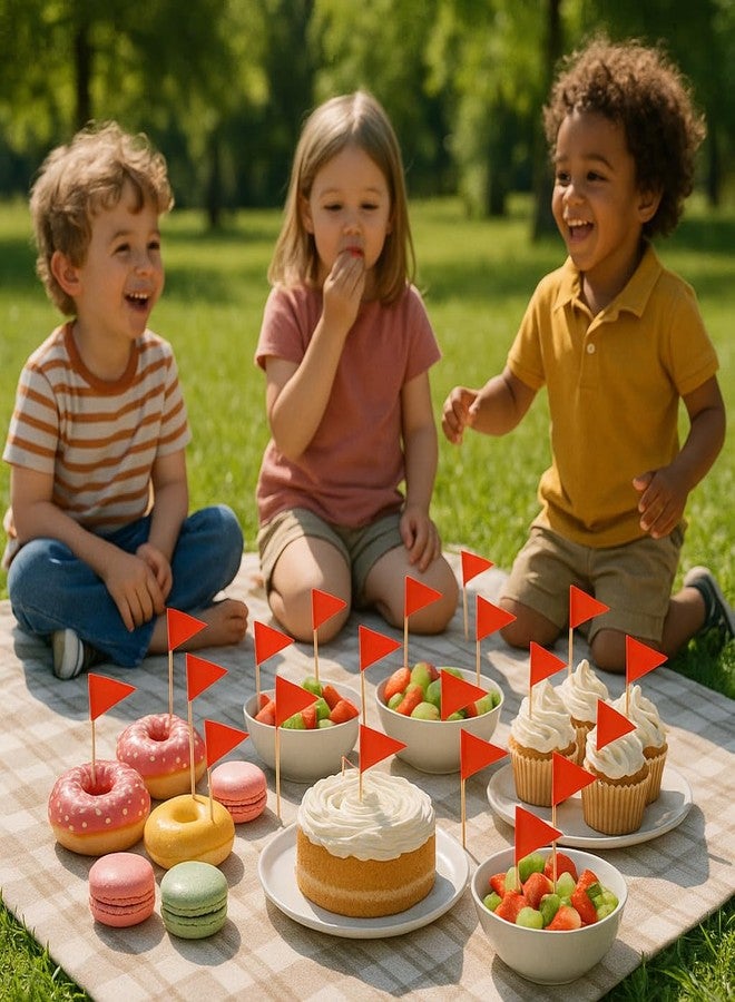 Notoke 100 PCS Solid Red Toothpick Flags - Mini Plain Red Triangle Sticks with Writable Surface, Golf Cupcake Toppers Sticks Blank Flag Fruit Cheese Markers for DIY Decorations & Custom Labeling - Image 4